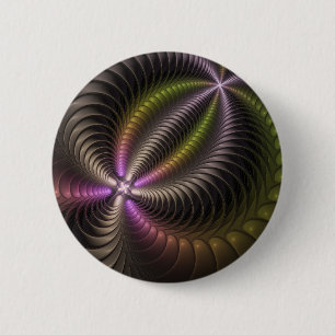 Abstract Shiny Trippy Colourful 3D Fractal Art 6 Cm Round Badge