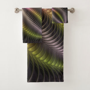 Abstract Shiny Trippy Colourful 3D Fractal Art Bath Towel Set