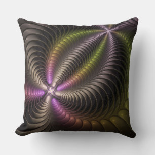Abstract Shiny Trippy Colourful 3D Fractal Art Cushion