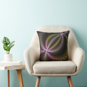 Abstract Shiny Trippy Colourful 3D Fractal Art Cushion