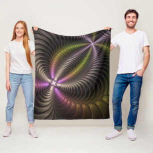 Abstract Shiny Trippy Colourful 3D Fractal Art Fleece Blanket