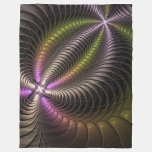 Abstract Shiny Trippy Colourful 3D Fractal Art Fleece Blanket