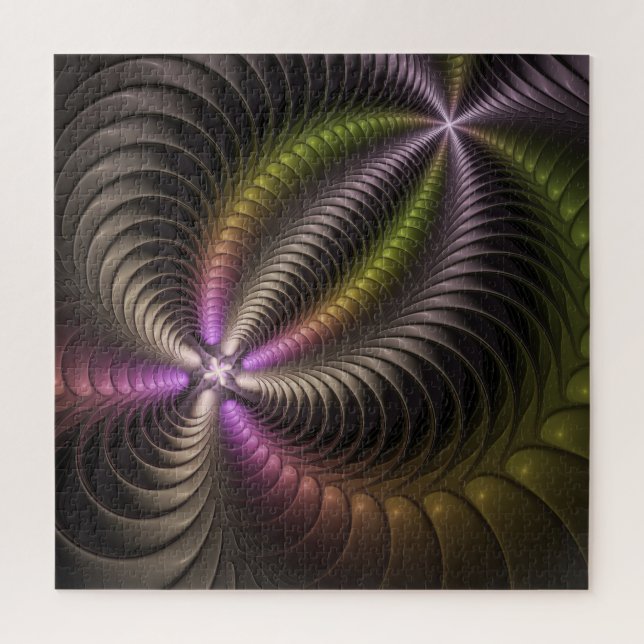 Abstract Shiny Trippy Colourful 3D Fractal Art Jigsaw Puzzle (Vertical)
