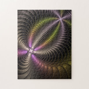 Abstract Shiny Trippy Colourful 3D Fractal Art Jigsaw Puzzle