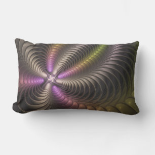 Abstract Shiny Trippy Colourful 3D Fractal Art Lumbar Cushion