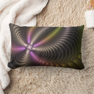 Abstract Shiny Trippy Colourful 3D Fractal Art Lumbar Cushion