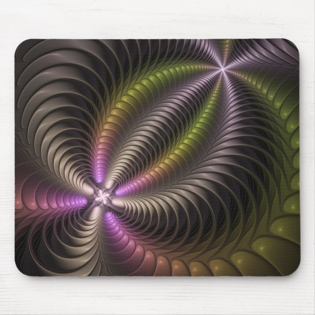 Abstract Shiny Trippy Colourful 3D Fractal Art Mouse Pad (Front)