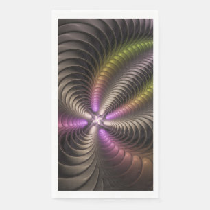 Abstract Shiny Trippy Colourful 3D Fractal Art Napkin