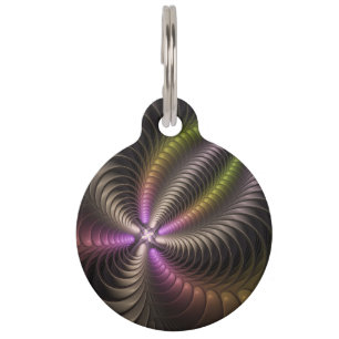 Abstract Shiny Trippy Colourful 3D Fractal Art Pet Tag