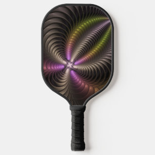 Abstract Shiny Trippy Colourful 3D Fractal Art Pickleball Paddle