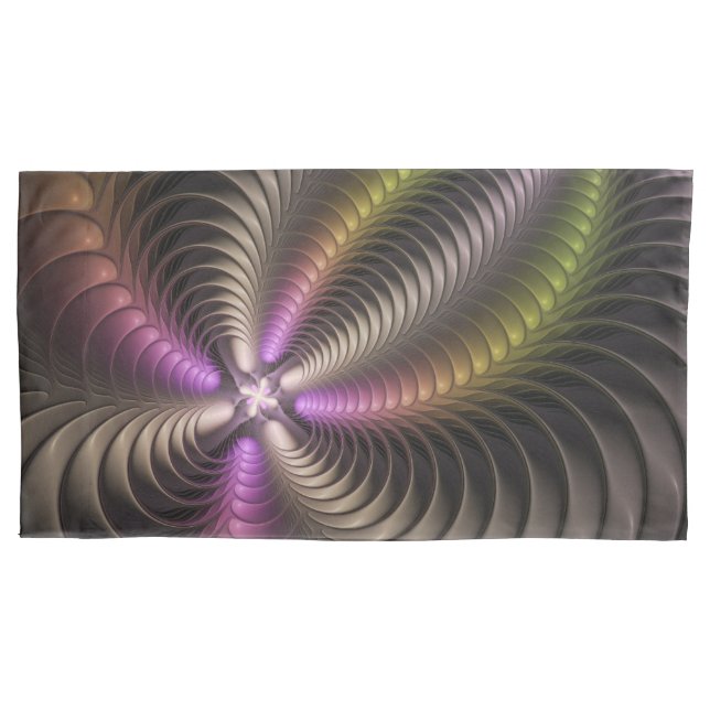 Abstract Shiny Trippy Colourful 3D Fractal Art Pillowcase (Front)