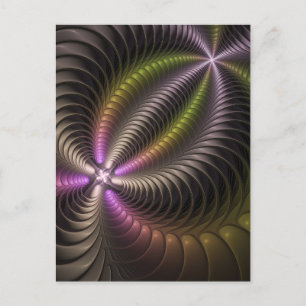 Abstract Shiny Trippy Colourful 3D Fractal Art Postcard