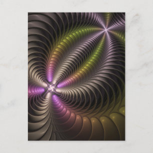 Abstract Shiny Trippy Colourful 3D Fractal Art Postcard