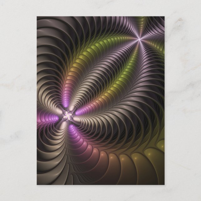 Abstract Shiny Trippy Colourful 3D Fractal Art Postcard (Front)