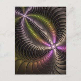 Abstract Shiny Trippy Colourful 3D Fractal Art Postcard