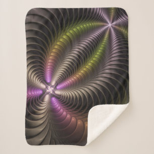 Abstract Shiny Trippy Colourful 3D Fractal Art Sherpa Blanket