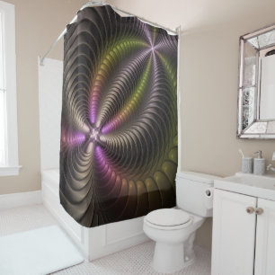 Abstract Shiny Trippy Colourful 3D Fractal Art Shower Curtain
