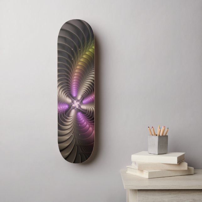 Abstract Shiny Trippy Colourful 3D Fractal Art Skateboard (Wall Art)