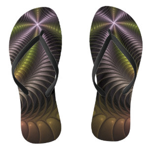 Abstract Shiny Trippy Colourful 3D Fractal Art Thongs