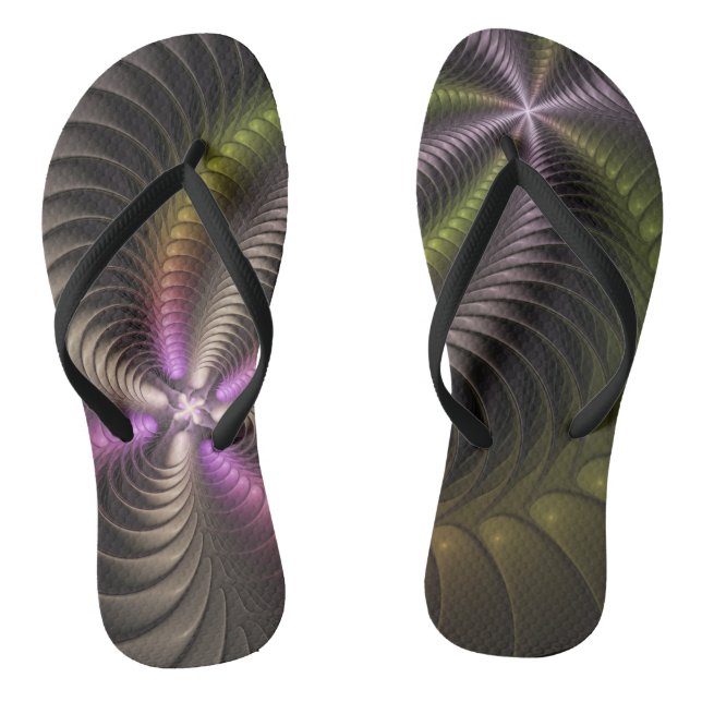 Abstract Shiny Trippy Colourful 3D Fractal Art Thongs (Footbed)