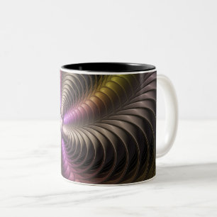 Abstract Shiny Trippy Colourful 3D Fractal Art Two-Tone Coffee Mug