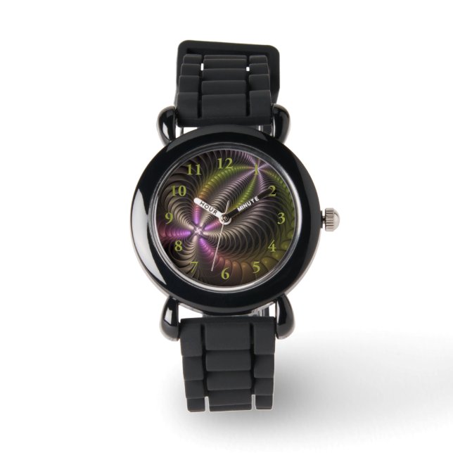 Abstract Shiny Trippy Colourful 3D Fractal Art Watch (Front)