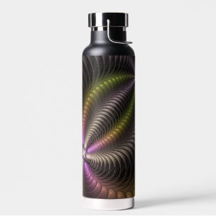 Abstract Shiny Trippy Colourful 3D Fractal Art Water Bottle