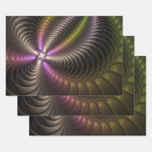 Abstract Shiny Trippy Colourful 3D Fractal Art Wrapping Paper Sheet