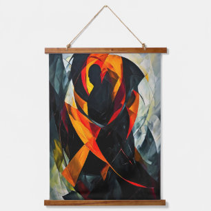 Abstract Silhouette in Fiery Red and Black Art Hanging Tapestry