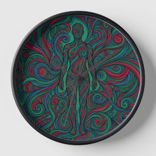 Abstract Silhouette Jewel Line Art Clocks