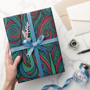 Abstract Silhouette Jewel Line Wrapping Paper