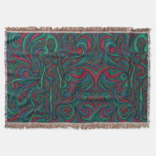 Abstract Silhouette Jewel Tone Line Blankets