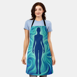 Abstract Silhouette Ocean Blue Apron