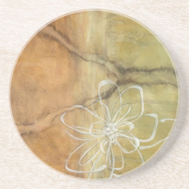 Abstract Silhouette Painting on Tan Background Coaster (Front)