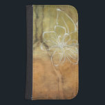Abstract Silhouette Painting on Tan Background Samsung S4 Wallet Case<br><div class="desc">The background of this Jennifer Goldberger painting looks like a table with a forked crack in it. There is also an abstract silhouette of a flower done in white paint,  just barely overriding the brown background.</div>