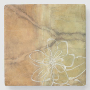 Abstract Silhouette Painting on Tan Background Stone Coaster