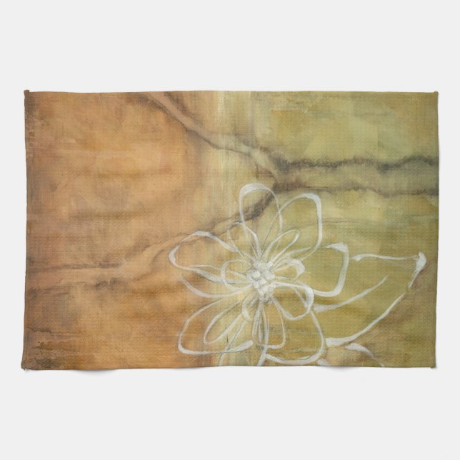 Abstract Silhouette Painting on Tan Background Tea Towel (Horizontal)