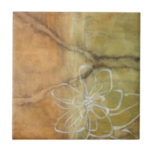 Abstract Silhouette Painting on Tan Background Tile