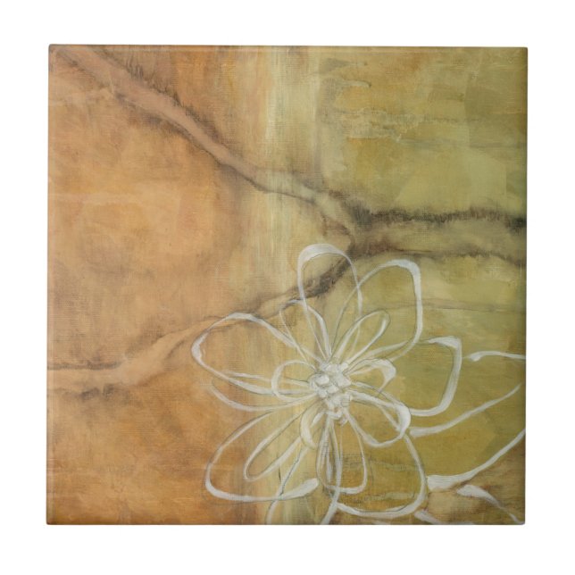 Abstract Silhouette Painting on Tan Background Tile (Front)