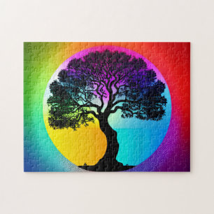 Abstract Silhouette Rainbow Tie Die Jigsaw Puzzle