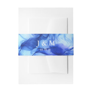 Abstract Silk Blue Wedding Belly Band Invitation Belly Band