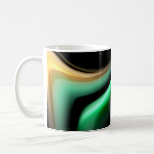 Abstract silk smooth lines on black, multicolored coffee mug