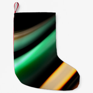 Abstract silk smooth lines on black, multicolored  small christmas stocking