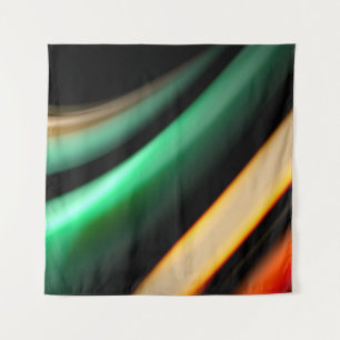 Abstract silk smooth lines on black, multicolored tapestry