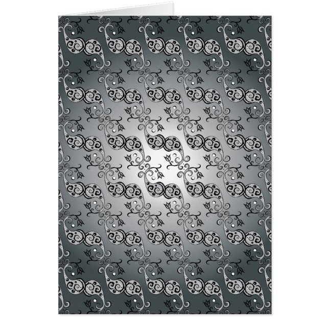 Abstract Silver and black Tulip Boteh Pattern (Front)