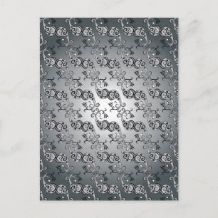 Abstract Silver and black Tulip Boteh Pattern Postcard