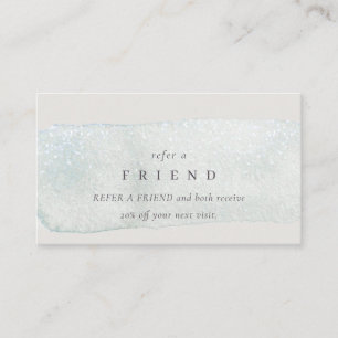 Abstract Silver Aqua Brush Stoke Refer a Friend Business Card