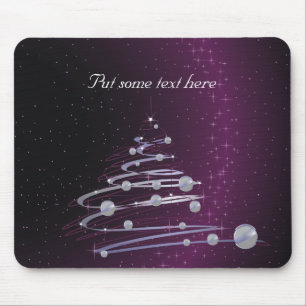 Abstract Silver Christmas Tree on Glowing Purple Mouse Pad