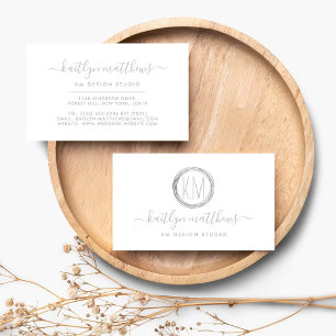 Abstract Silver Circles Monongram Business Card
