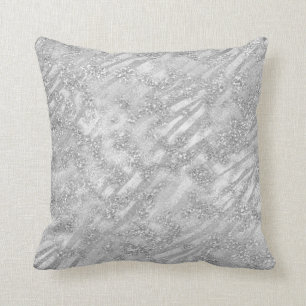 Abstract Silver Grey Graphite Sparkly Glitter Lux Cushion
